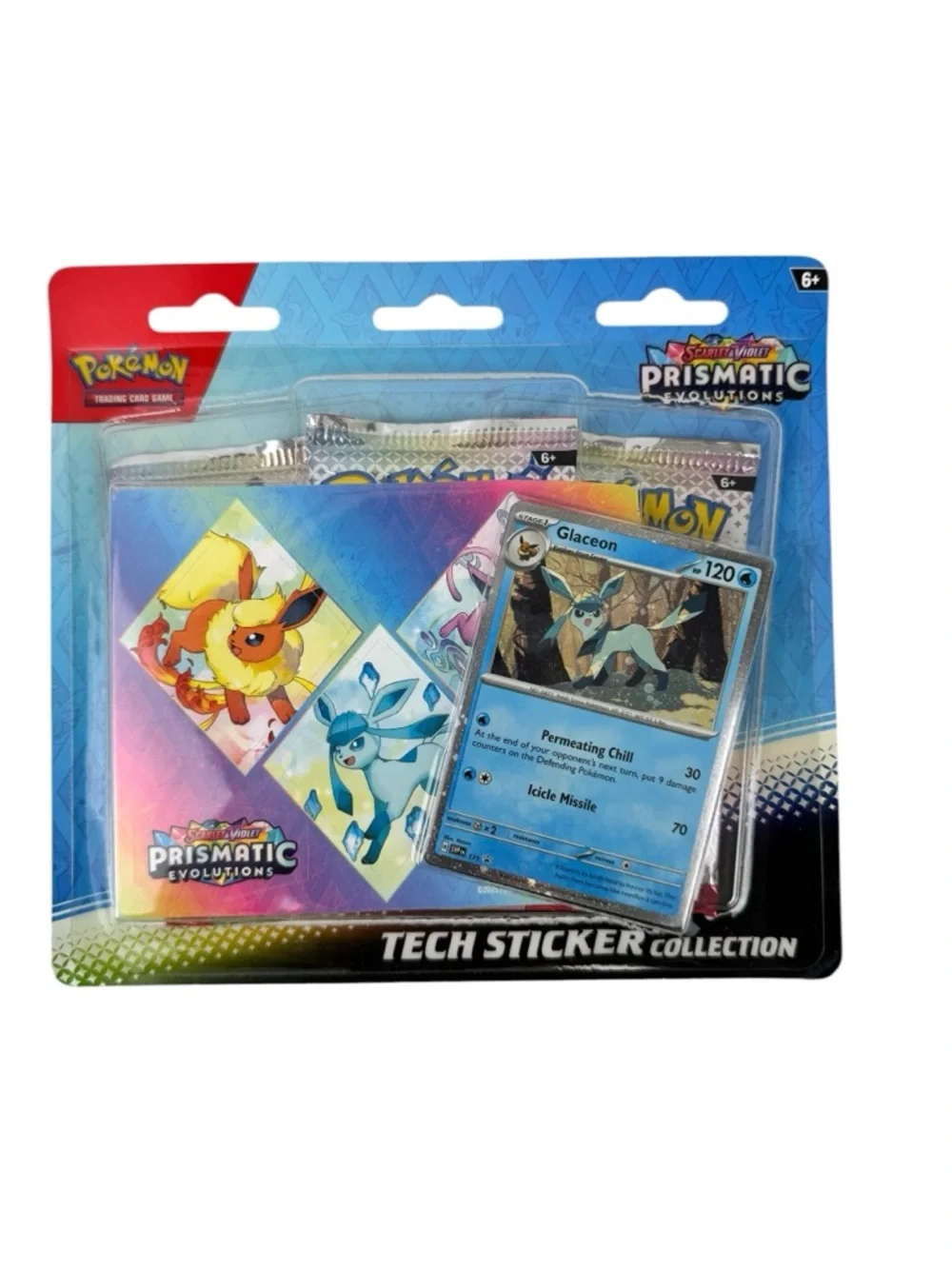 Pokemon Prismatic Evolutions Tech Sticker Collection - Blue, Red, Pink